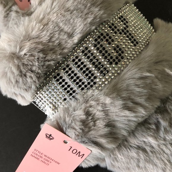 JUICY COUTURE Halo Slippers Grey Size 10 Medium - Picture 2 of 5